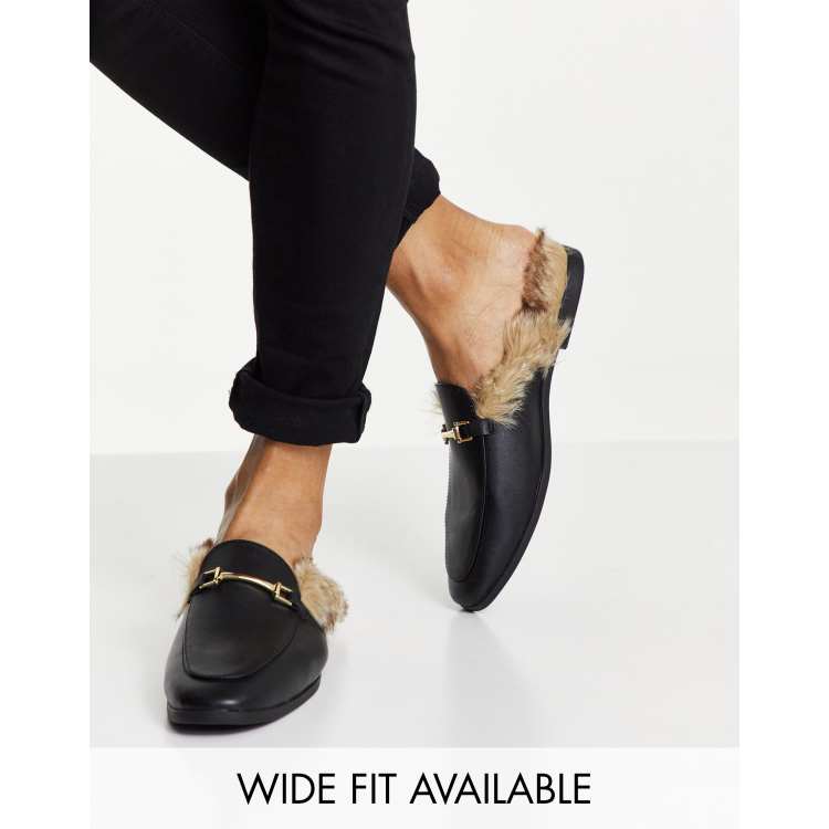 Black loafers sales with fur