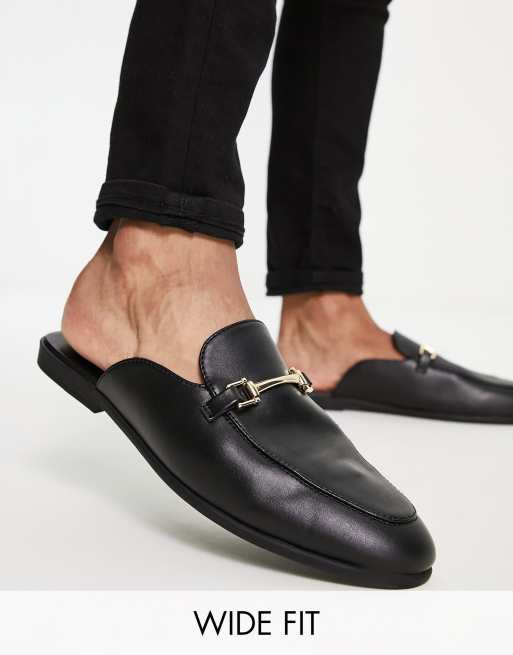 tromme Opmuntring indebære ASOS DESIGN backless mule loafers in black faux leather | ASOS