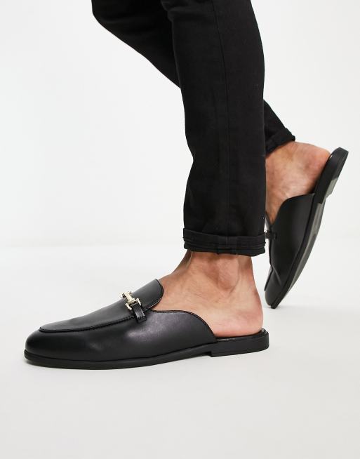 ASOS DESIGN backless mule loafers in black faux leather