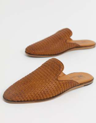 woven backless slip on mules