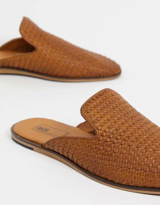 Woven backless slip on sales mules