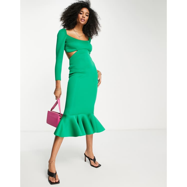 Asos design scuba cami pephem midi dress sale