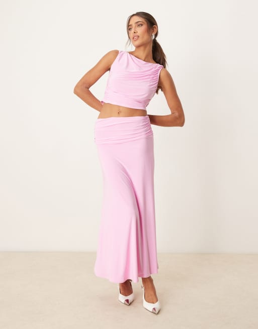 ASOS DESIGN backless ruched drape top in pink - part of a set, 2 of 4