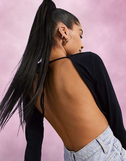 ASOS DESIGN backless crop top with tie detail