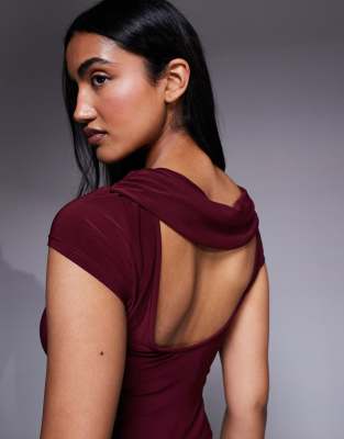 Asos Design Backless Slinky Crop Top In Red