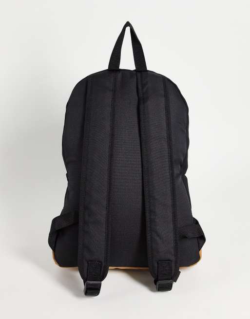 ASOS DESIGN canvas backpack with faux leather base in black