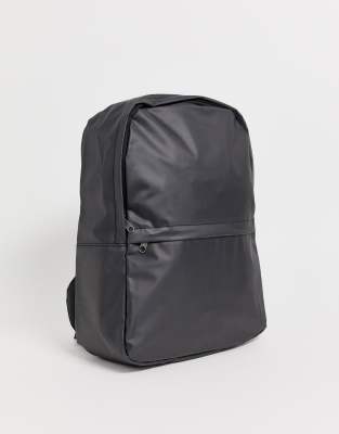 ASOS DESIGN backpack in black coated faux leather