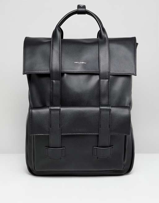 Asos black outlet leather backpack