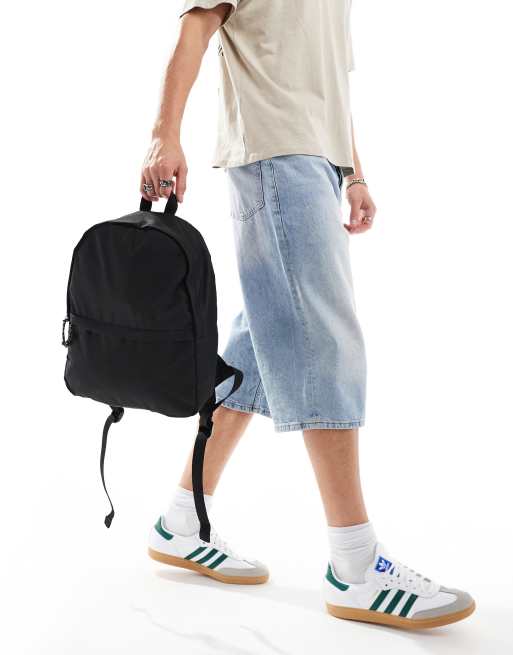 ASOS DESIGN backpack in black nylon with contrast puller ASOS