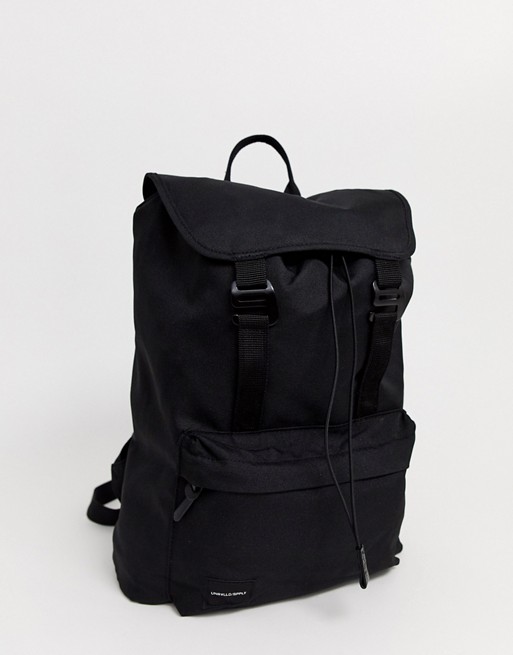 ASOS DESIGN backpack in black with double straps and front pocket