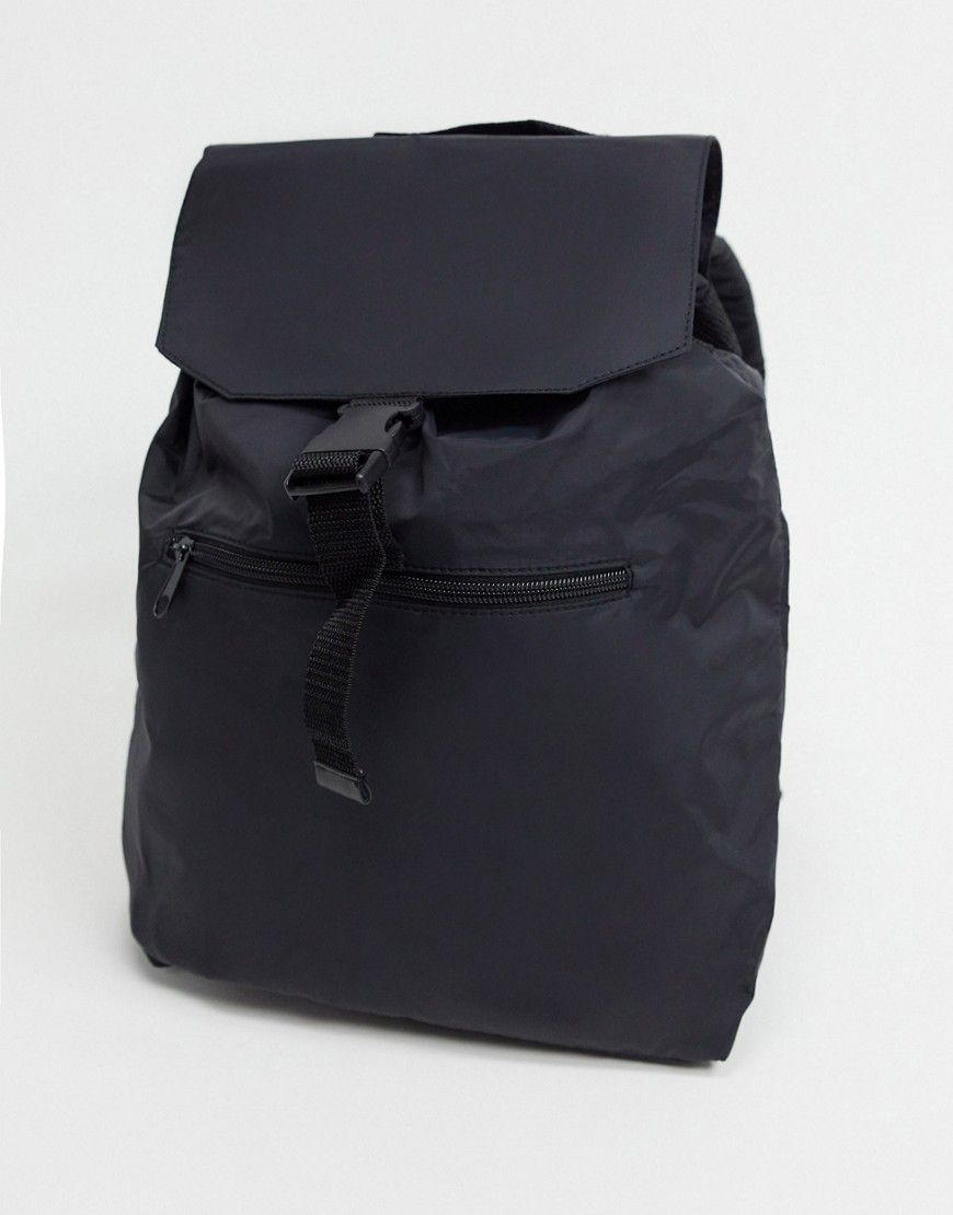 Asos Design Backpack In Black With Zip Pocket Detail