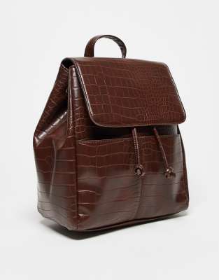 ASOS DESIGN ASOS DESIGN backpack in brown croc pu