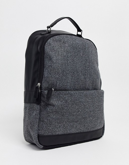 ASOS DESIGN backpack in grey with silver zips