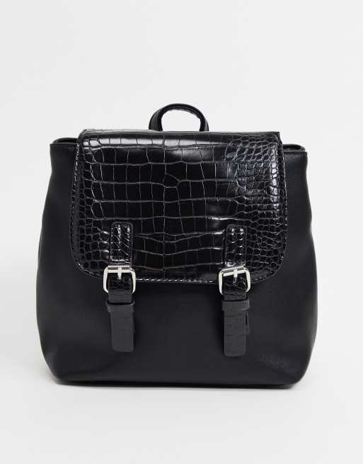 ASOS DESIGN backpack with croc flap buckle detail ASOS