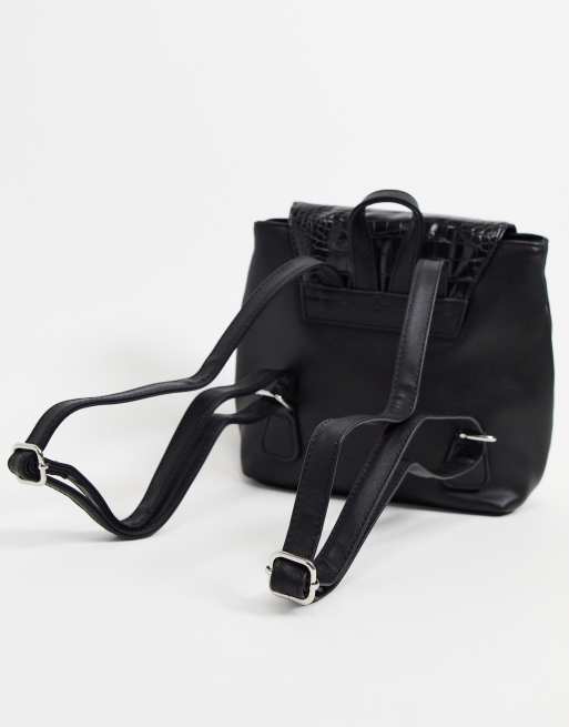 ASOS DESIGN backpack with croc flap buckle detail