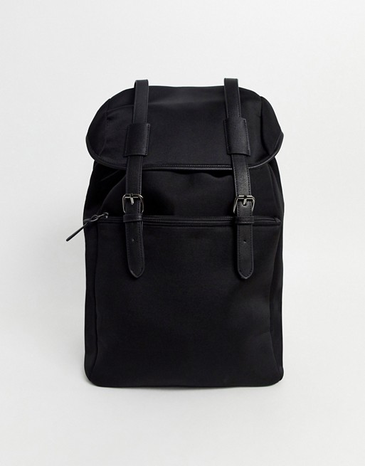ASOS DESIGN backpack in black scuba with double straps