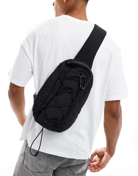 ASOS DESIGN backpack with drawstring detail in black - view 1