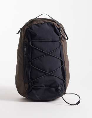Asos Design Backpack With Drawstring Detail In Black