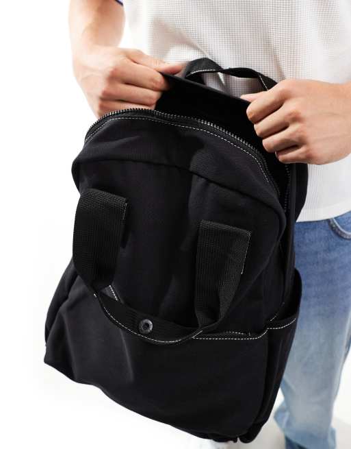 ASOS DESIGN backpack with grab handle and contrast stitch in black ASOS