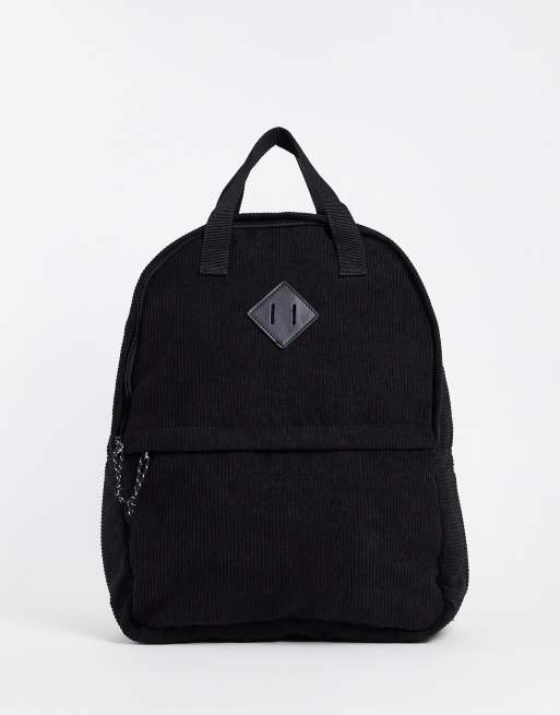 ASOS DESIGN backpack with grab handle in black cord