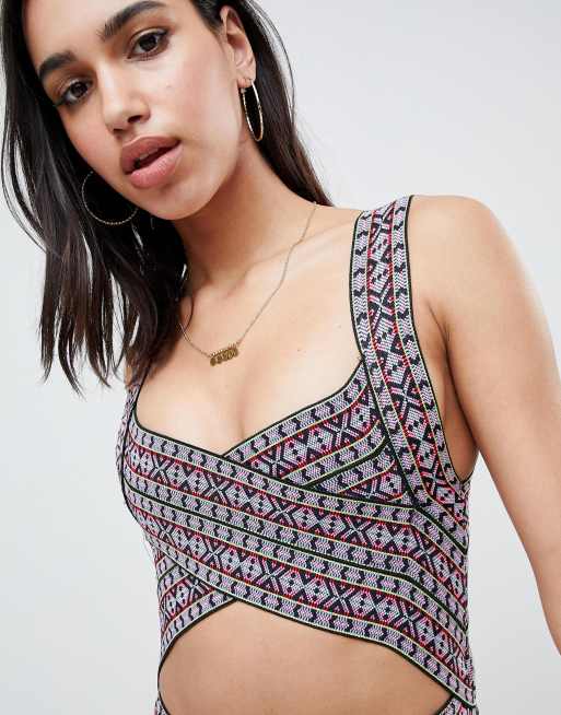 ASOS DESIGN – Badeanzug mit Geomuster und elastischen Einsätzen, 3 von 4