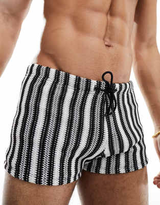 UXH Herren Badehose Schwarz-Weiß, Splicing Design – Schnelltrocknend & Bequem | Für Strand & Wassersport