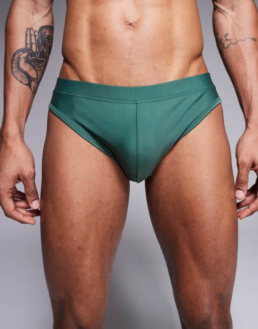 ASOS DESIGN – Badeshorts in Khaki, 4 von 5