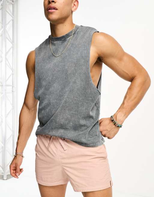ASOS DESIGN – Badeshorts in kurzer Länge in Rosa