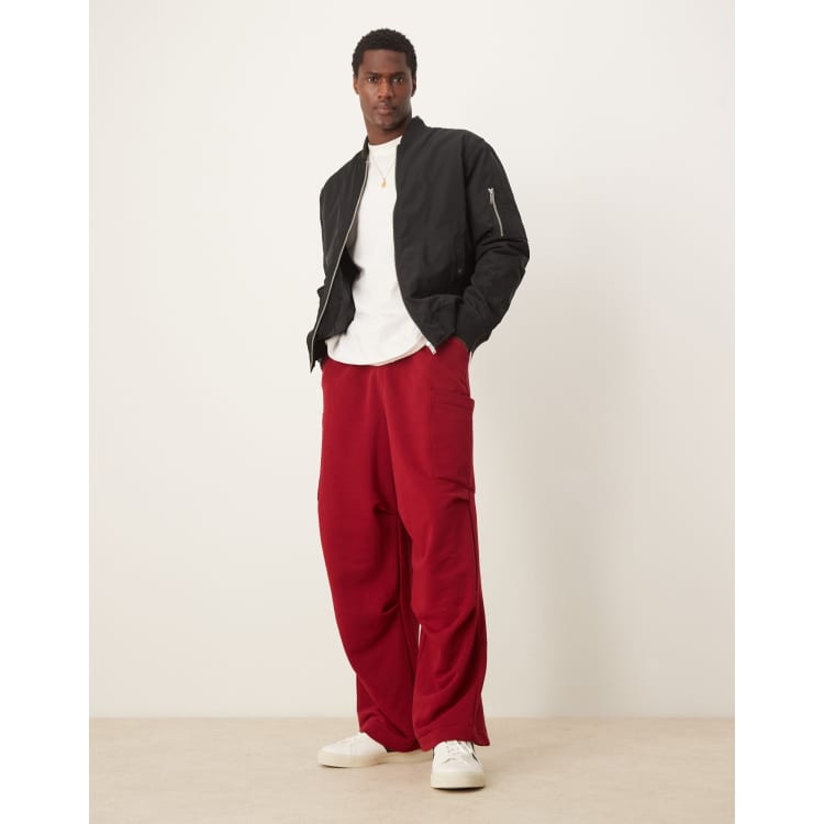 ASOS DESIGN baggy balloon cargo sweatpants in red | ASOS