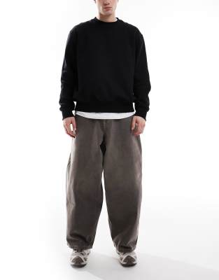 Asos Design Baggy Balloon Jeans In Washed Black