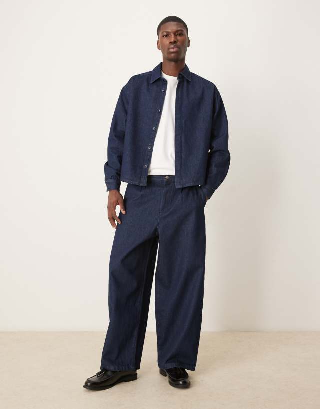 ASOS DESIGN baggy balloon jeans with smart pleats in indigo wash