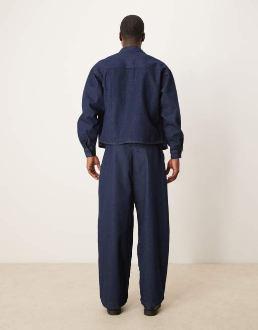 ASOS DESIGN baggy balloon jeans with smart pleats in indigo