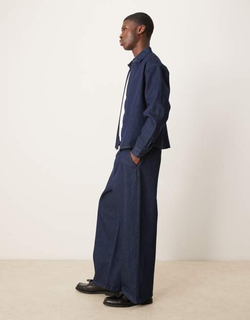 ASOS DESIGN baggy balloon jeans with smart pleats in indigo