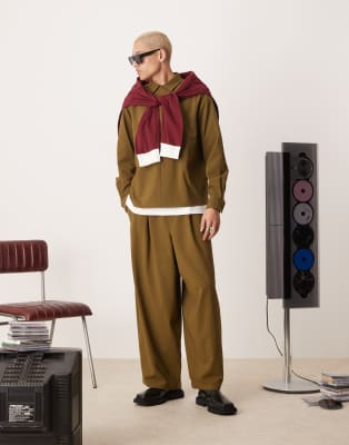Asos Design Baggy Balloon Pants In Brown - Part Of A Set