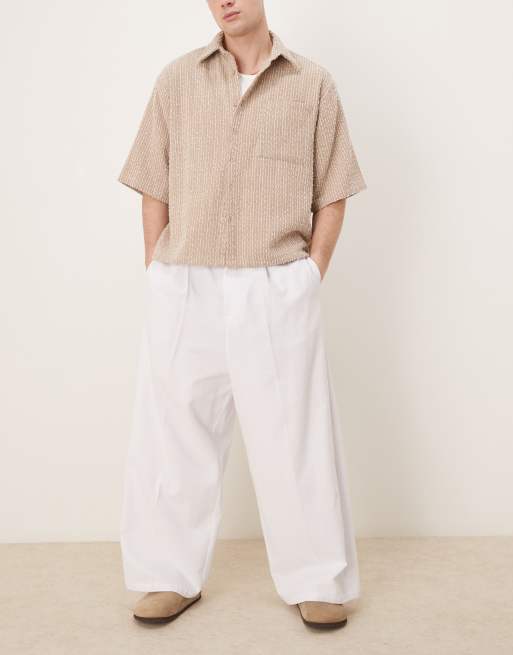 ASOS DESIGN baggy balloon pants with pleats in white 