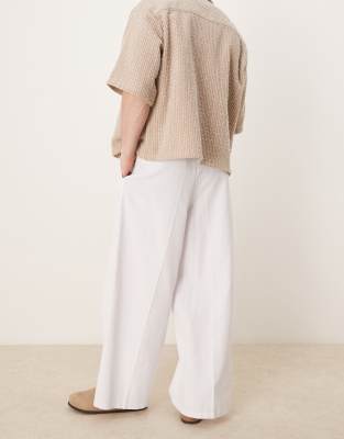 ASOS DESIGN baggy balloon pants with pleats in white 