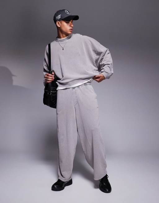 ASOS DESIGN baggy balloon sweatpants in washed gray - part of a set