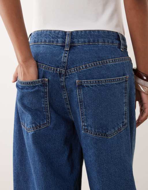 ASOS DESIGN baggy barrel jean in dark mid wash, 2 of 5
