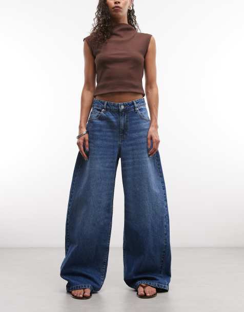 ASOS DESIGN - Baggy barrel jeans in midden-donkere wassing - view 1