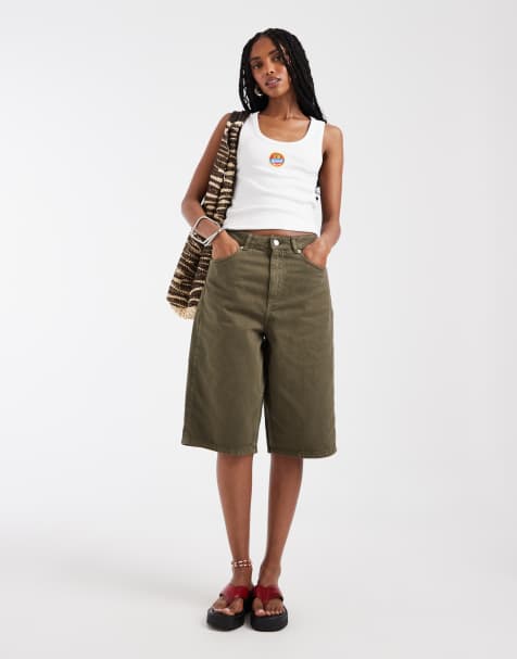 ASOS DESIGN baggy bermuda short in khaki - view 1