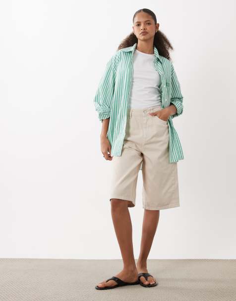 ASOS DESIGN baggy bermuda shorts in neutral - view 1