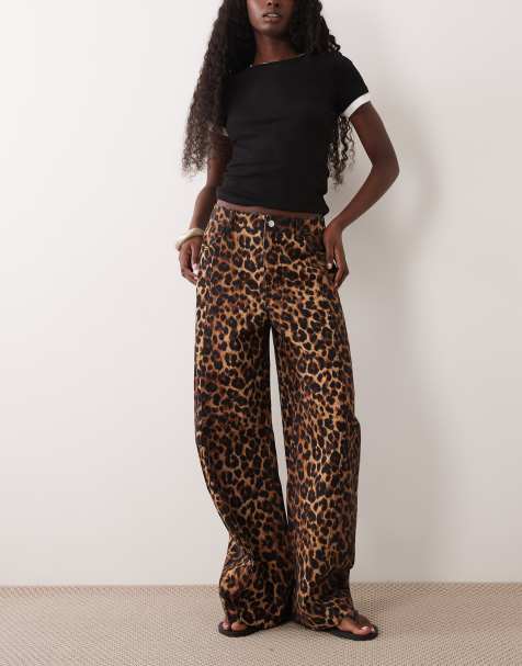 ASOS DESIGN baggy bow trouser in leopard print - view 1