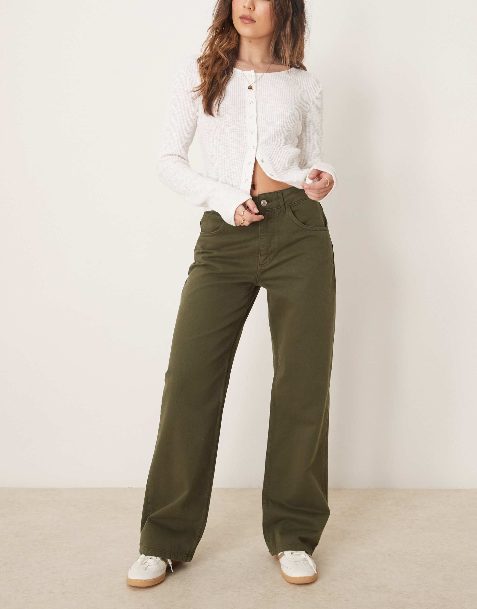 asos design baggy boyfriend jeans in forest green