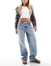 Motel low rise parallel jeans in sandy blue acid