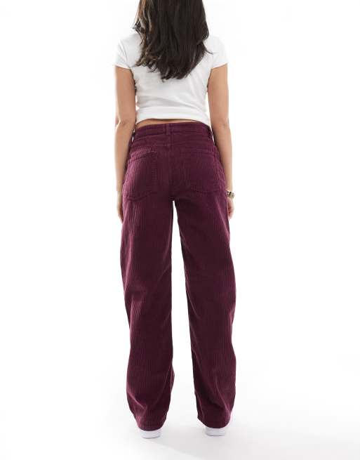 ASOS DESIGN - Baggy boyfriend jeans van corduroy in bordeauxrood, 2 van 5