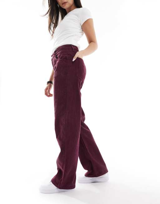 ASOS DESIGN - Baggy boyfriend jeans van corduroy in bordeauxrood, 3 van 5