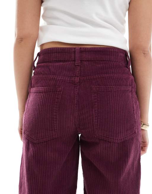 ASOS DESIGN - Baggy boyfriend jeans van corduroy in bordeauxrood, 4 van 5