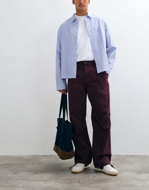 ASOS DESIGN baggy broek in paars met strik aan de zoom - view 1