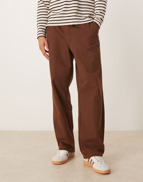 ASOS DESIGN - Baggy broek met elastische taille in bruin - view 1
