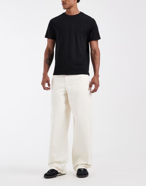 ASOS DESIGN - Baggy broek met elastische tailleband in ecru - view 1